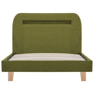 vidaXL LED Bed Frame Green Fabric 90x200 cm