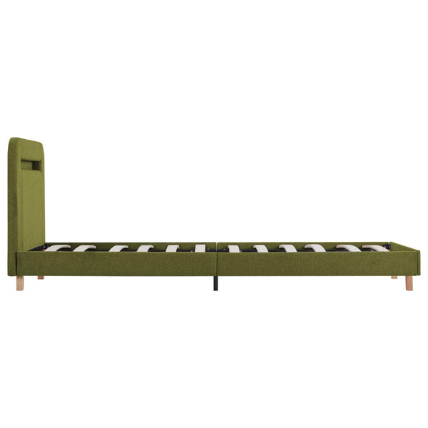 vidaXL LED Bed Frame Green Fabric 90x200 cm