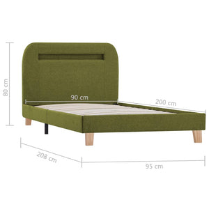 vidaXL LED Bed Frame Green Fabric 90x200 cm