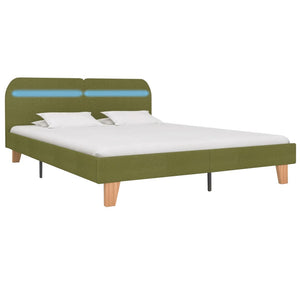 vidaXL Bed Frame with LED Green Fabric 160x200 cm