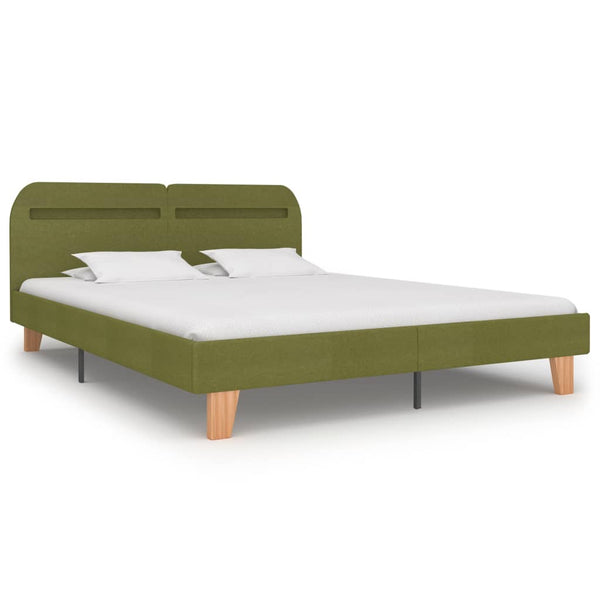 vidaXL Bed Frame with LED Green Fabric 160x200 cm