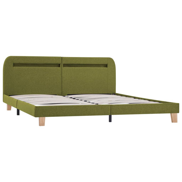 vidaXL Bed Frame with LED Green Fabric 160x200 cm