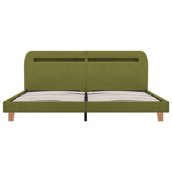 vidaXL Bed Frame with LED Green Fabric 160x200 cm