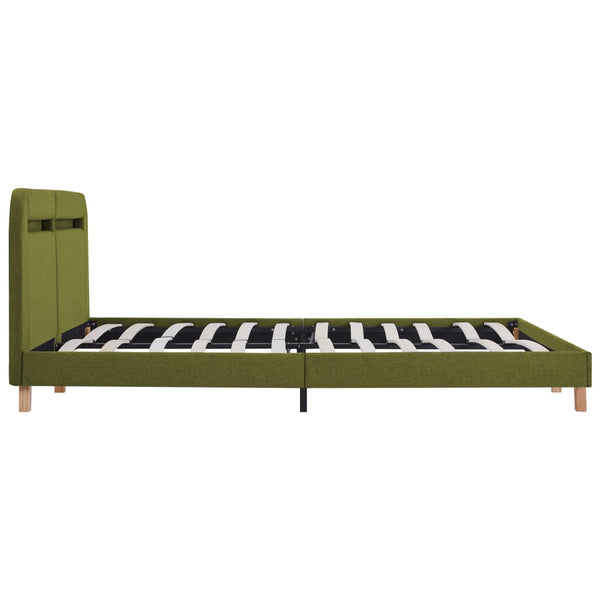 vidaXL Bed Frame with LED Green Fabric 160x200 cm