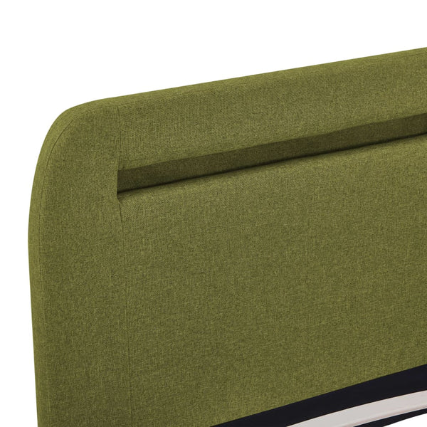 vidaXL Bed Frame with LED Green Fabric 160x200 cm