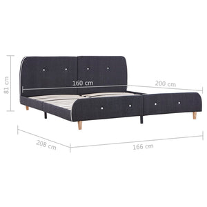 vidaXL Bed Frame Dark Grey Fabric 160 x 200 cm