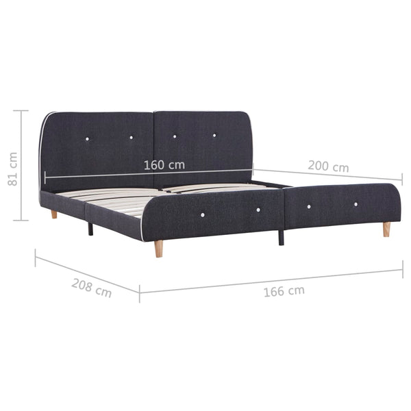 vidaXL Bed Frame Dark Grey Fabric 160 x 200 cm