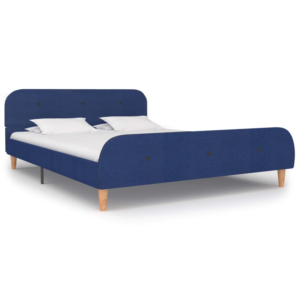 vidaXL Bed Frame Blue Fabric 140 x 200 cm