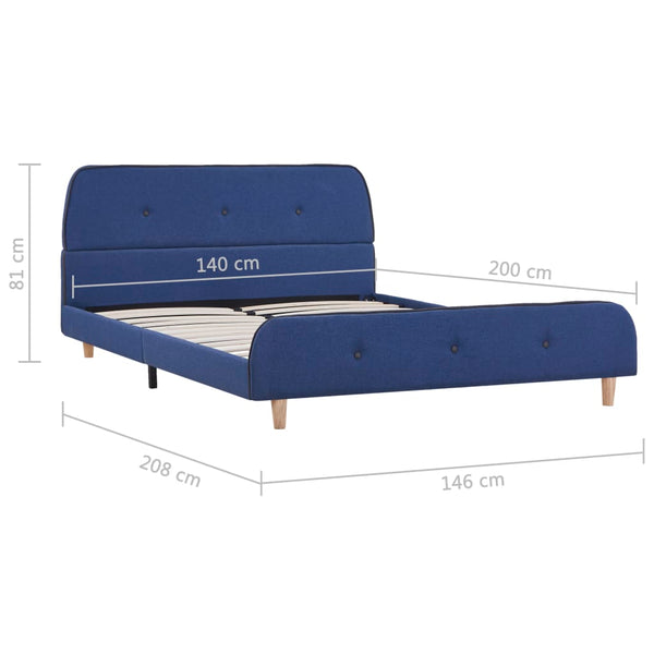 vidaXL Bed Frame Blue Fabric 140 x 200 cm