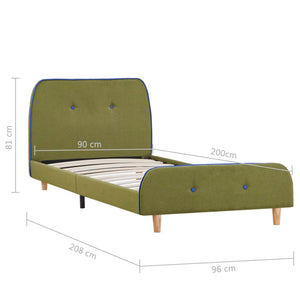 vidaXL Bed Frame Green Fabric 90x200 cm