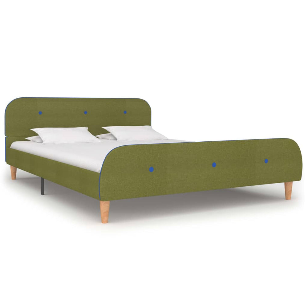 vidaXL Bed Frame Green Fabric 140x200 cm