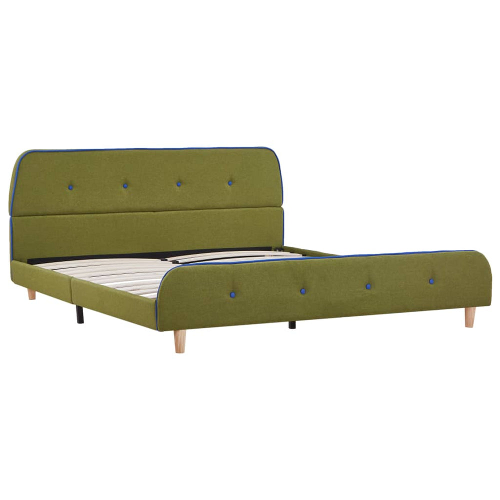 vidaXL Bed Frame Green Fabric 140x200 cm