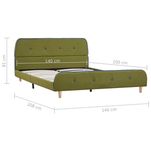 vidaXL Bed Frame Green Fabric 140x200 cm
