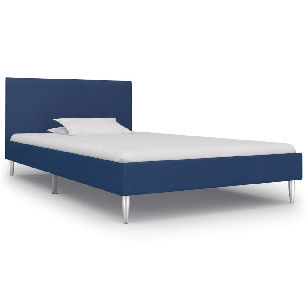 vidaXL Bed Frame Blue Fabric 90x200 cm