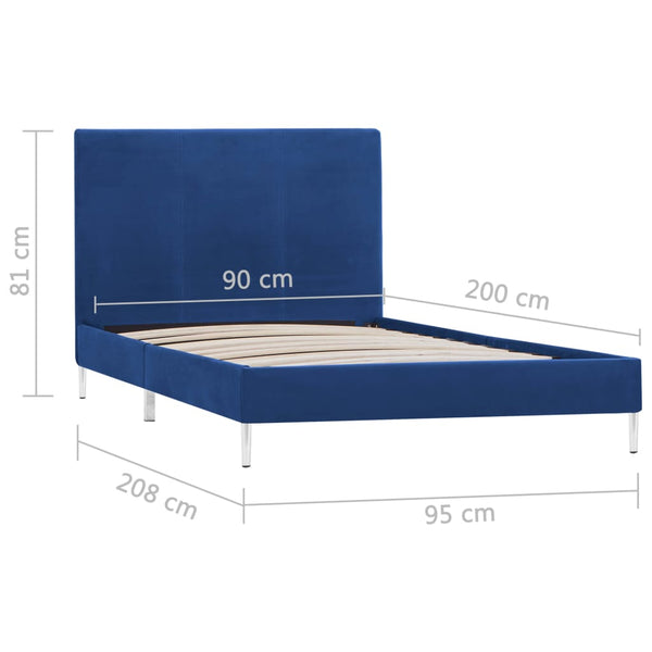 vidaXL Bed Frame Blue Fabric 90x200 cm
