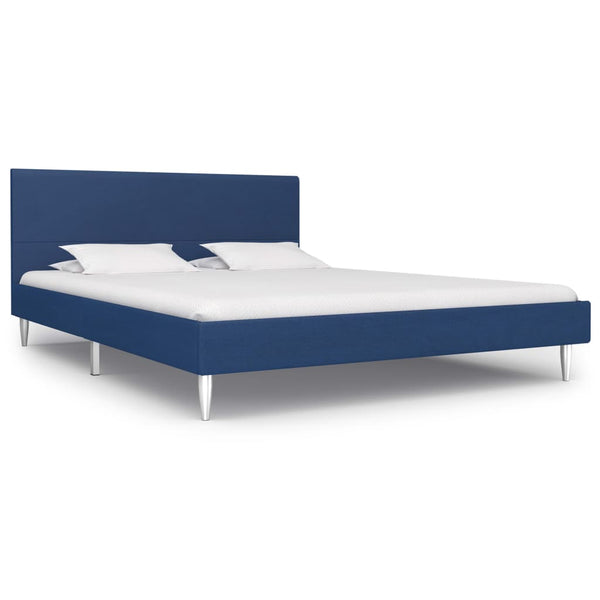 vidaXL Bed Frame Blue Fabric 160 x 200 cm