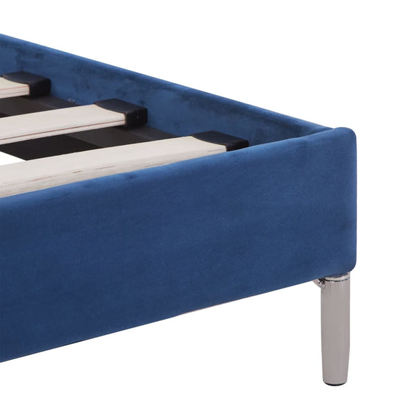 vidaXL Bed Frame Blue Fabric 160 x 200 cm