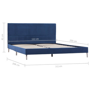 vidaXL Bed Frame Blue Fabric 160 x 200 cm