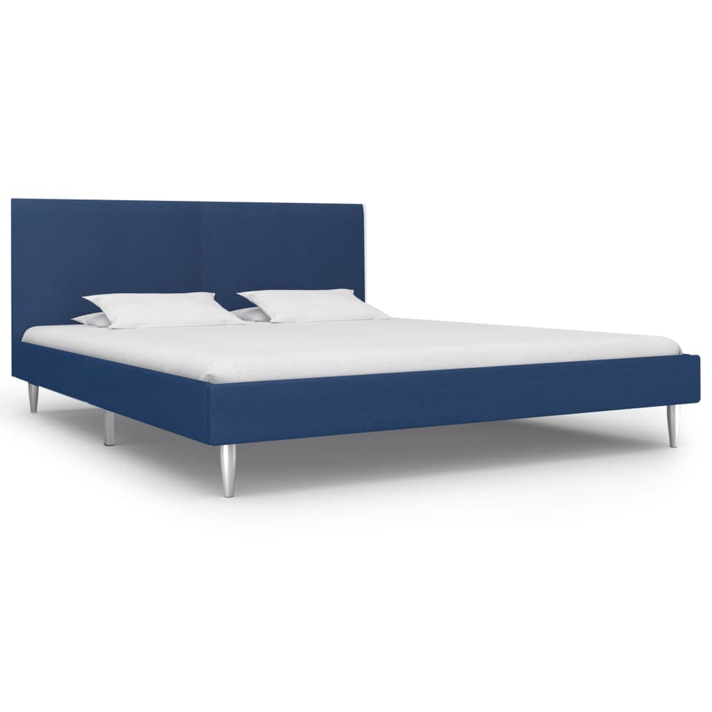 vidaXL Bed Frame Blue Fabric 180 x 200 cm