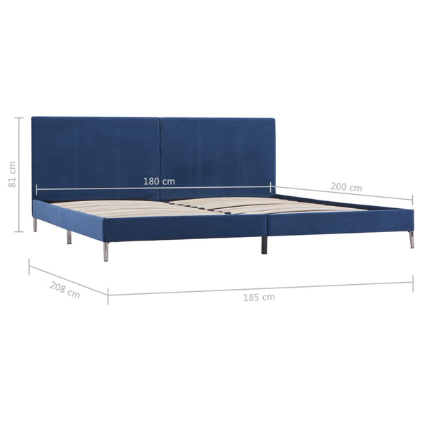 vidaXL Bed Frame Blue Fabric 180 x 200 cm