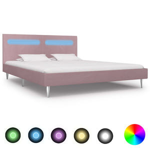 vidaXL LED Bed Frame Pink Fabric 180 x 200 cm