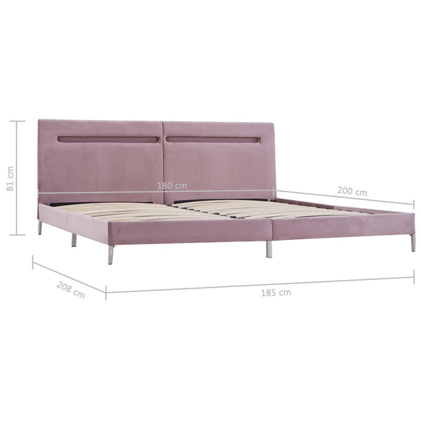 vidaXL LED Bed Frame Pink Fabric 180 x 200 cm
