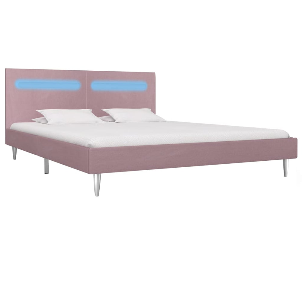 vidaXL LED Bed Frame Pink Fabric 180 x 200 cm