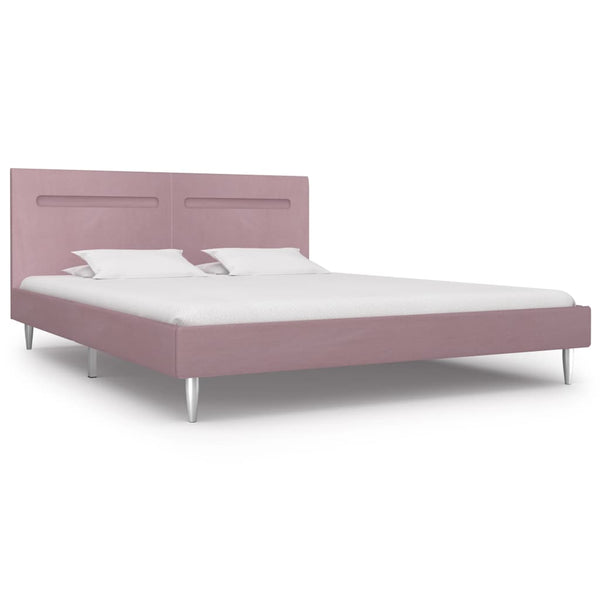 vidaXL LED Bed Frame Pink Fabric 180 x 200 cm
