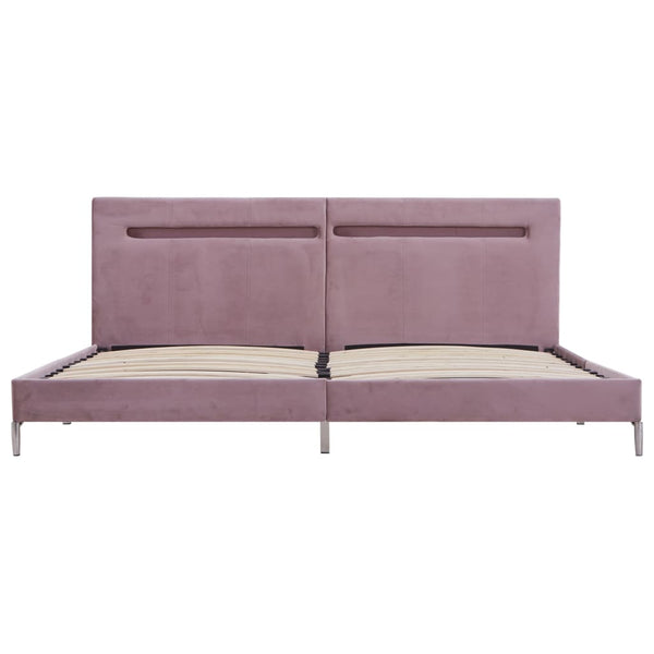 vidaXL LED Bed Frame Pink Fabric 180 x 200 cm