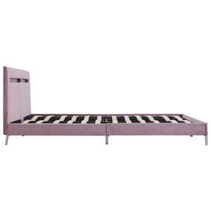 vidaXL LED Bed Frame Pink Fabric 180 x 200 cm