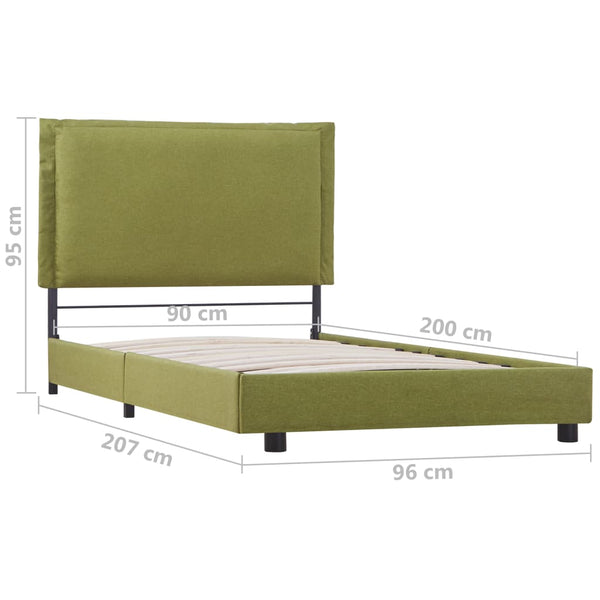 vidaXL Bed Frame Green Fabric 90x200 cm