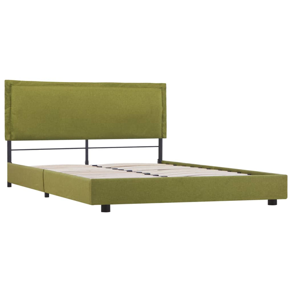 vidaXL Bed Frame Green Fabric 140x200 cm