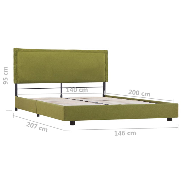 vidaXL Bed Frame Green Fabric 140x200 cm