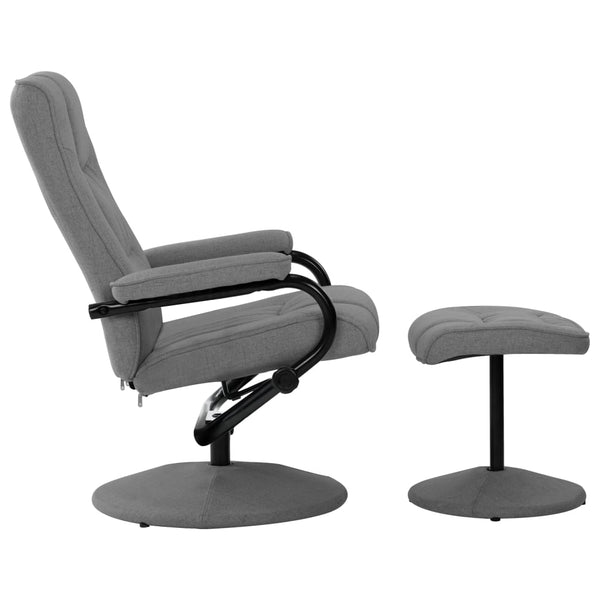 vidaXL Recliner with Footrest Light Grey Fabric