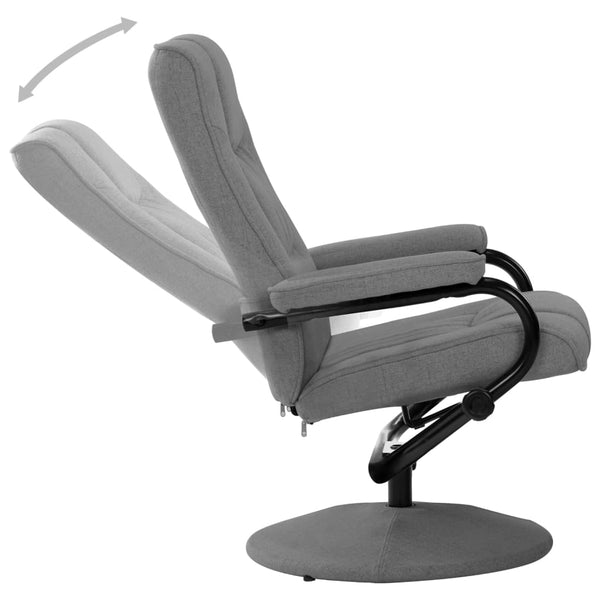 vidaXL Recliner with Footrest Light Grey Fabric