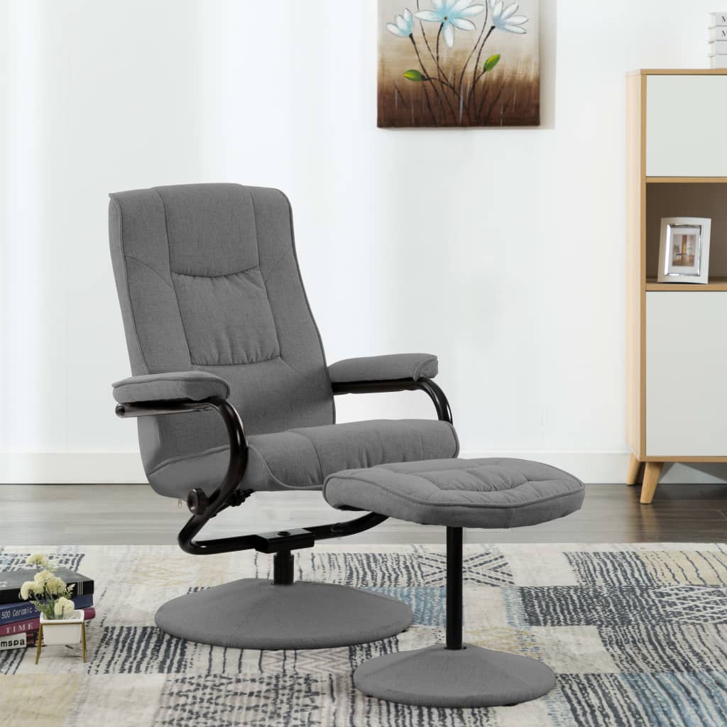 vidaXL Recliner with Footrest Light Grey Fabric