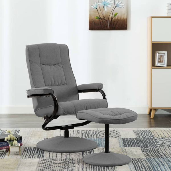vidaXL Recliner with Footrest Light Grey Fabric
