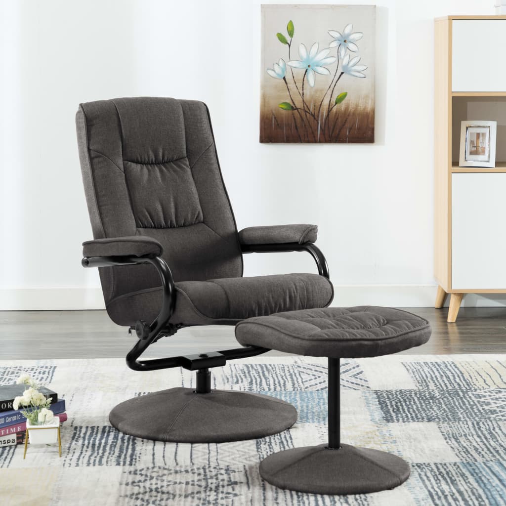 vidaXL Recliner with Footrest Dark Gray Fabric