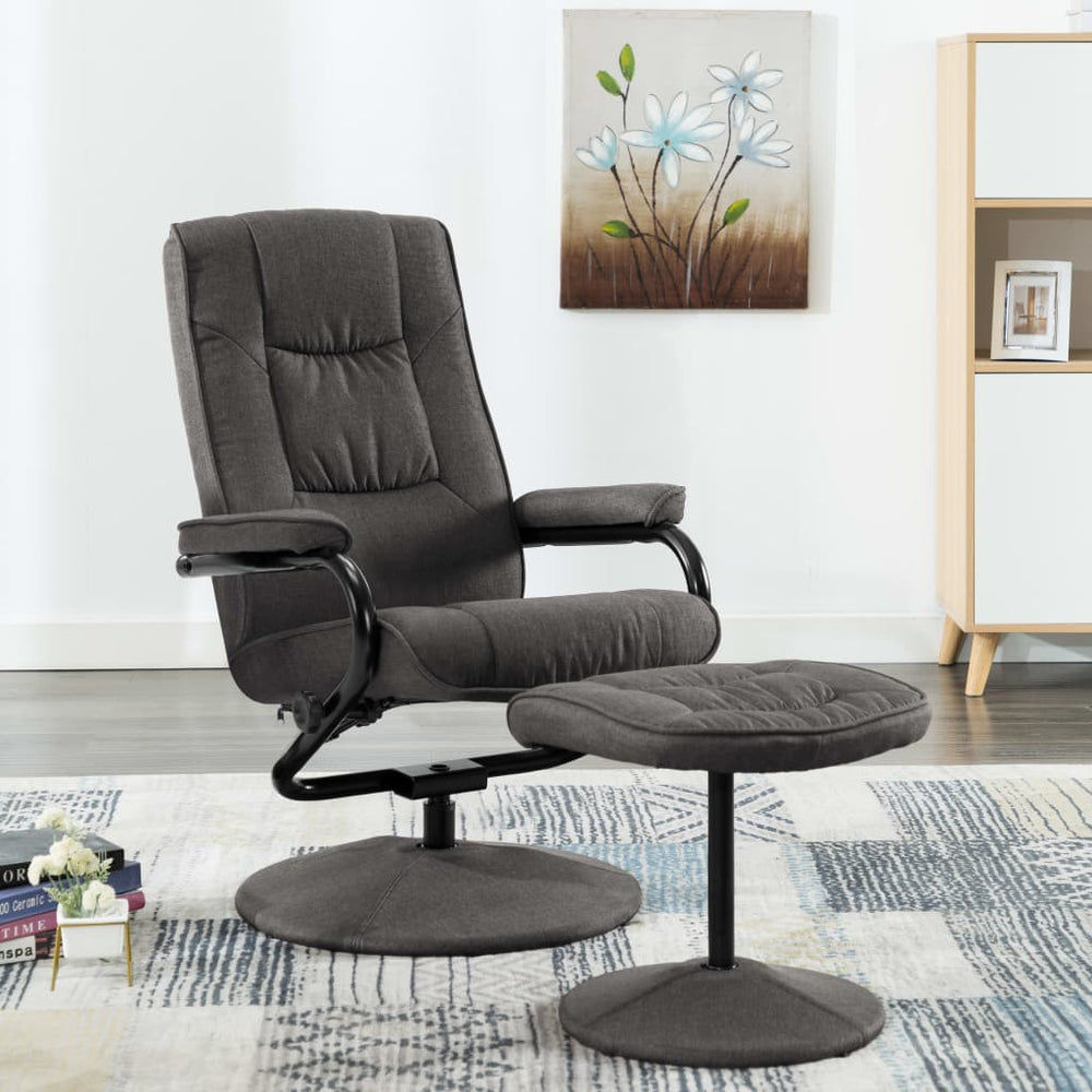 vidaXL Recliner with Footrest Dark Gray Fabric