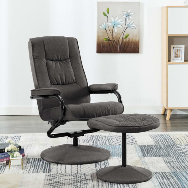 vidaXL Recliner with Footrest Dark Gray Fabric
