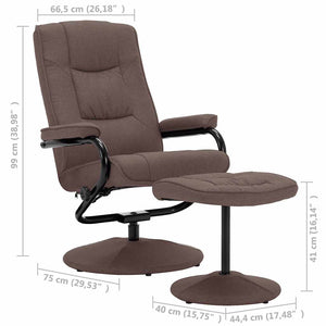 vidaXL Recliner with Footrest Brown Fabric