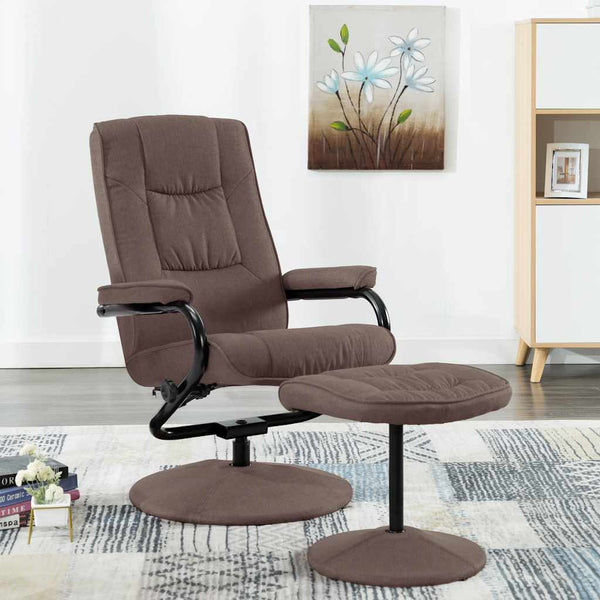 vidaXL Recliner with Footrest Brown Fabric