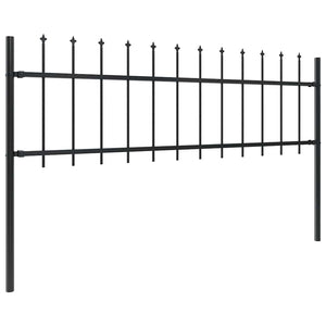 vidaXL Garden Fence Woerden with Spear Top Steel 181 x 60 cm Black