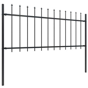 vidaXL Garden Fence Woerden with Spear Top Steel 181 x 80 cm Black