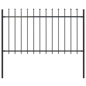 vidaXL Garden Fence Woerden with Spear Top Steel 181 x 100 cm Black