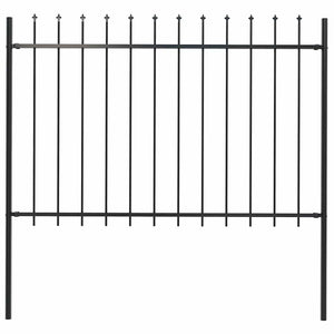 vidaXL Garden Fence Woerden with Spear Top Steel 181 x 120 cm Black