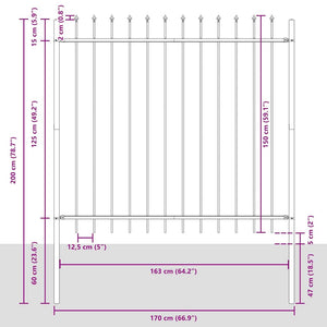 vidaXL Woerden Garden Fence with Spear Top Steel 181 x 150 cm Black