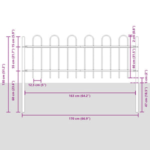vidaXL Garden Fence BOXTEL with Arch Top Steel 181 x 80 cm Black