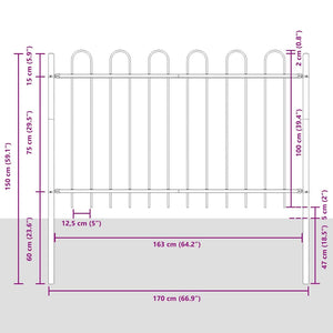 vidaXL Garden Fence BOXTEL with Arch Top Steel 181 x 100 cm Black
