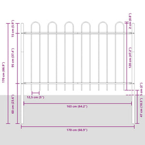vidaXL Garden Fence BOXTEL with Arch Top Steel 181 x 120 cm Black